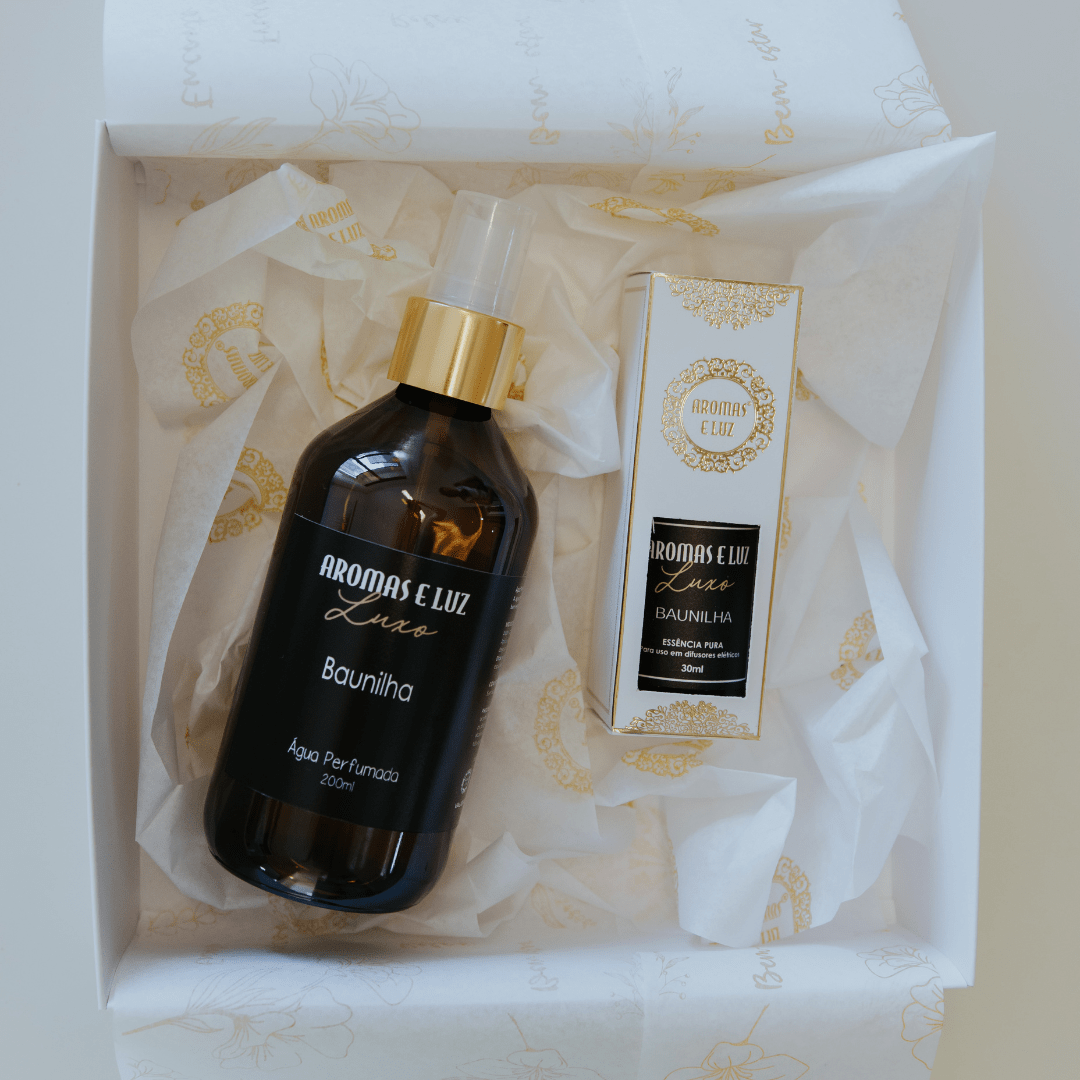 Kit Presente Água Perfumada Baunilha + Essência Baunilha